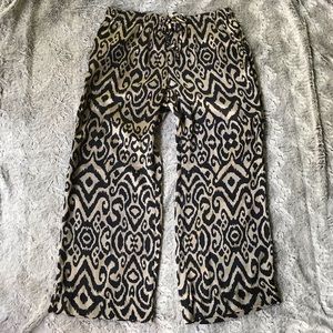 Gold and black silky palazzo pants